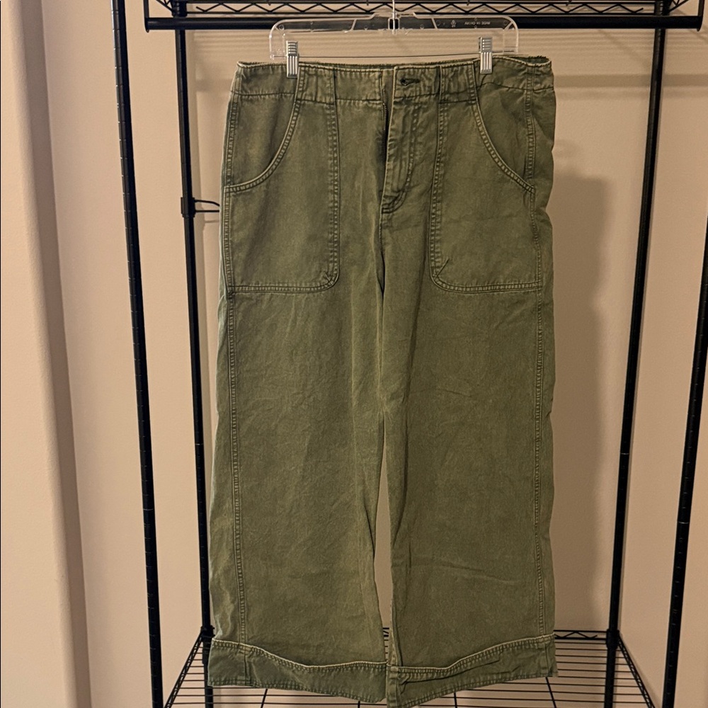 Olive Green Wide Leg Jeans